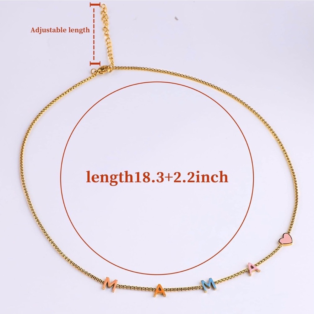 Gold Necklace with Colorful 'MAMA' Letters - Picture 6 of 6
